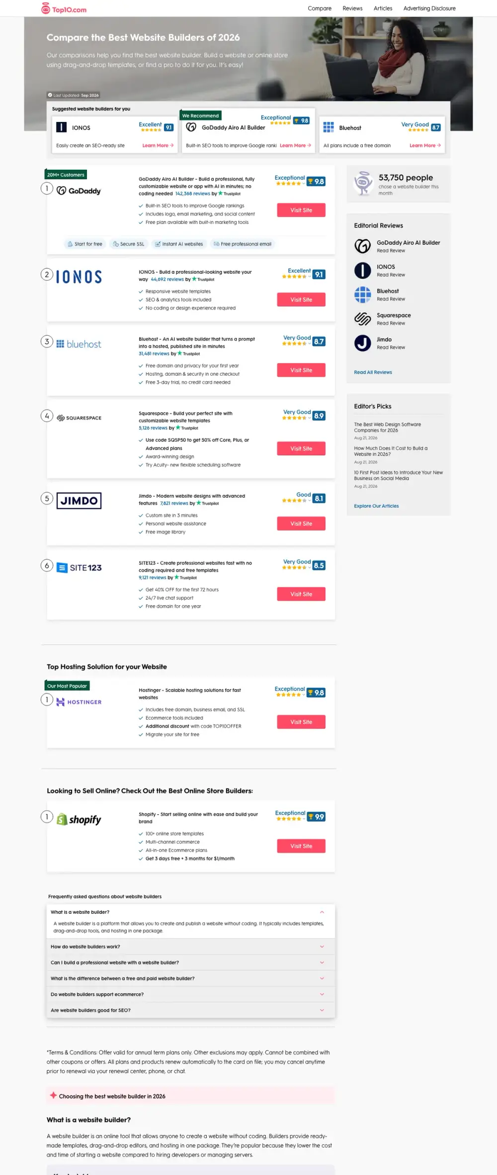 Top10.com landing page