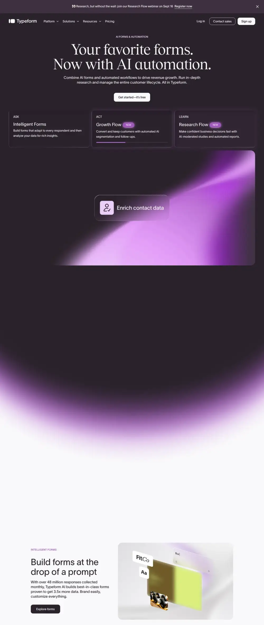 Typeform landing page