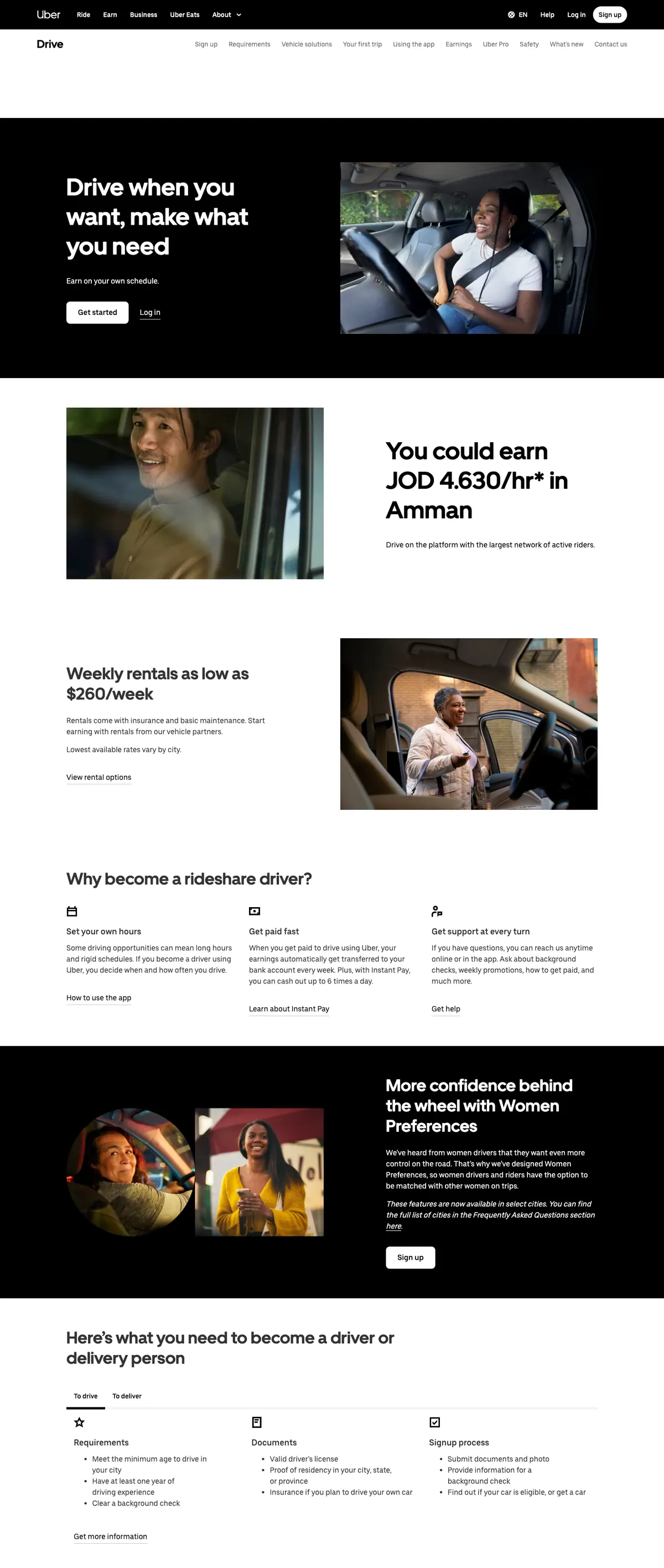 Uber landing page