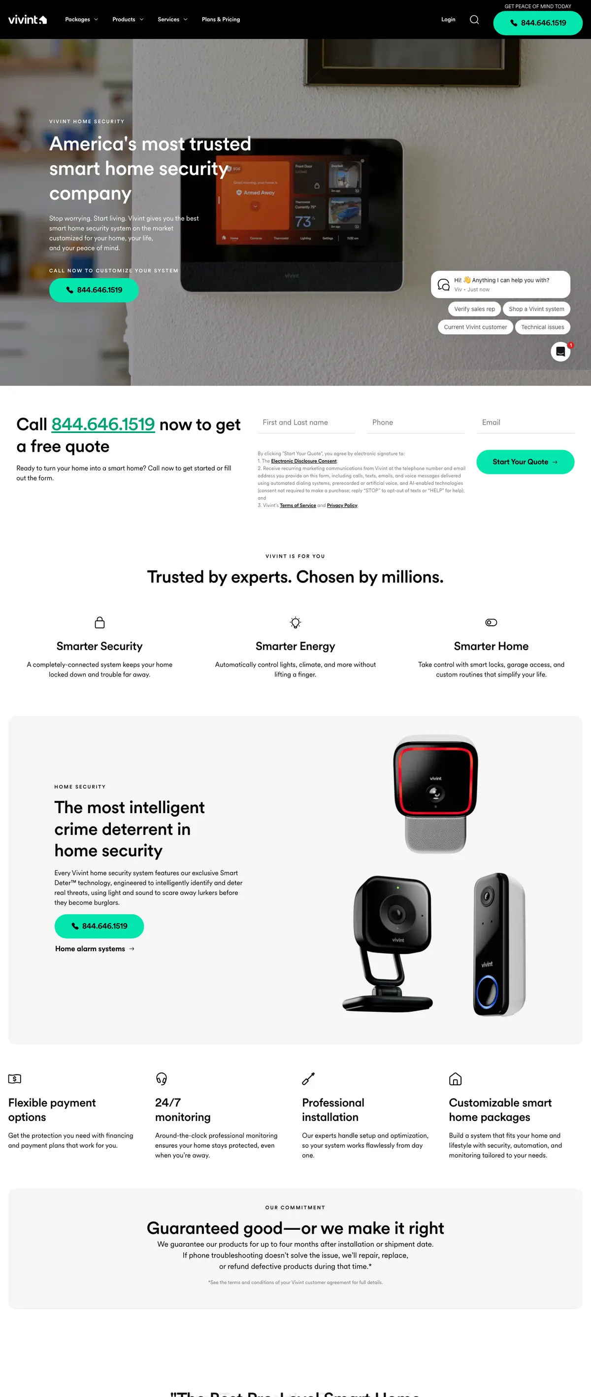 Vivint landing page