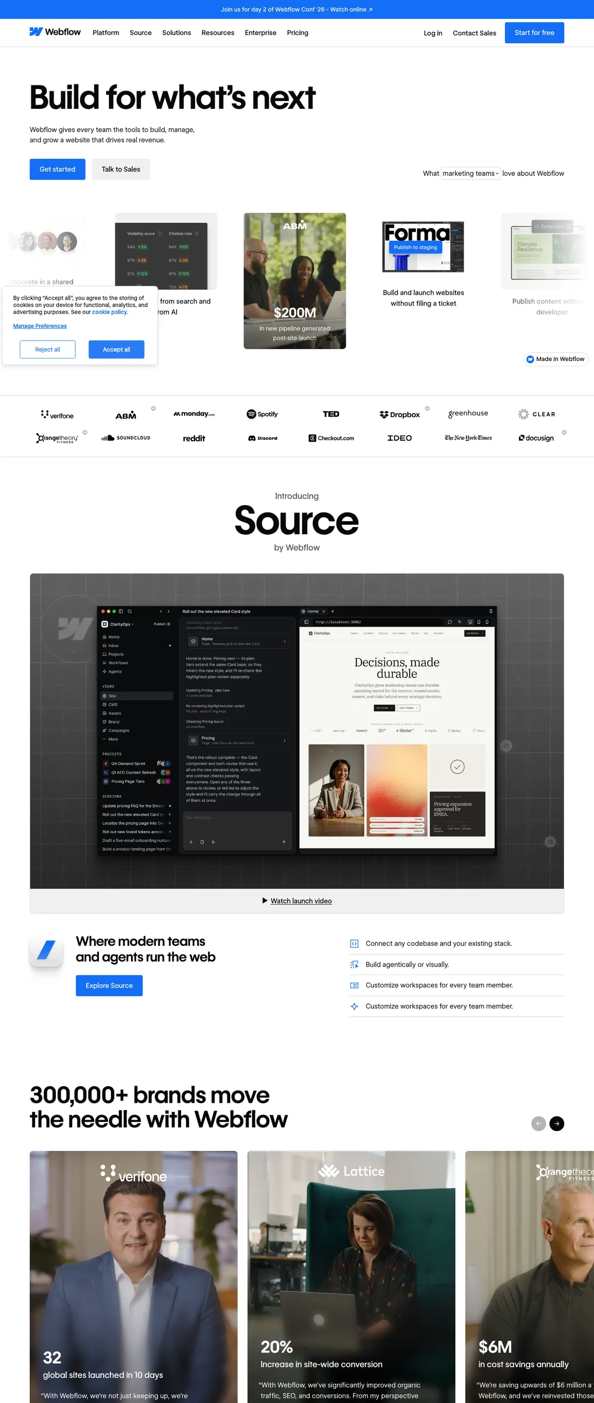 Webflow landing page