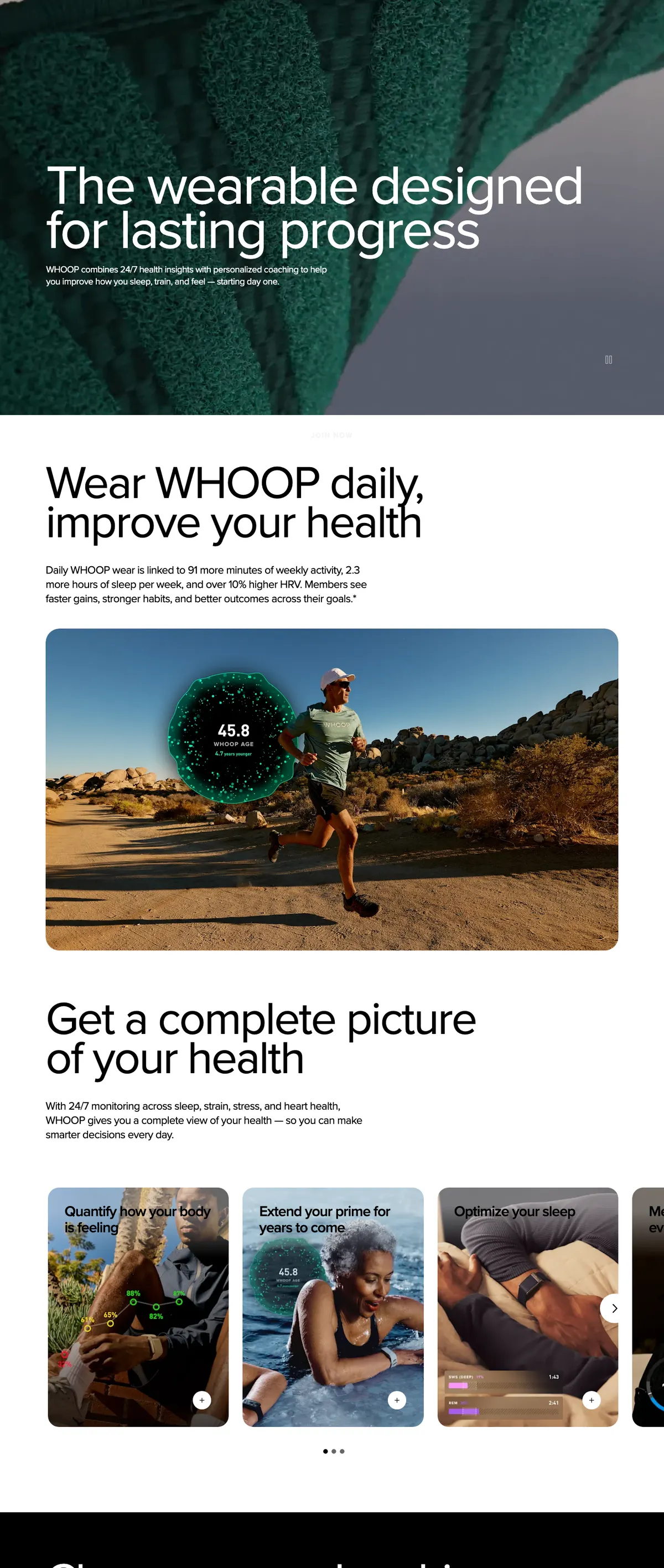 WHOOP landing page