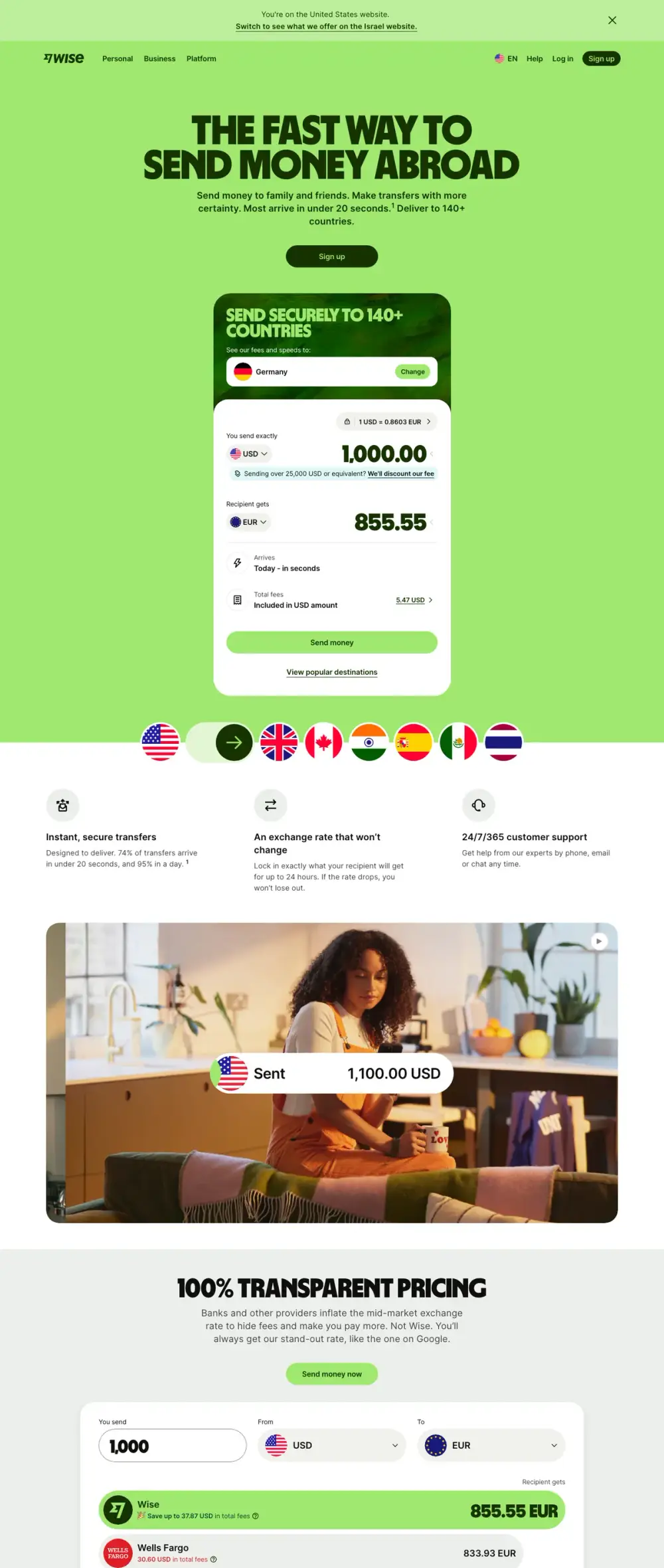 Wise landing page