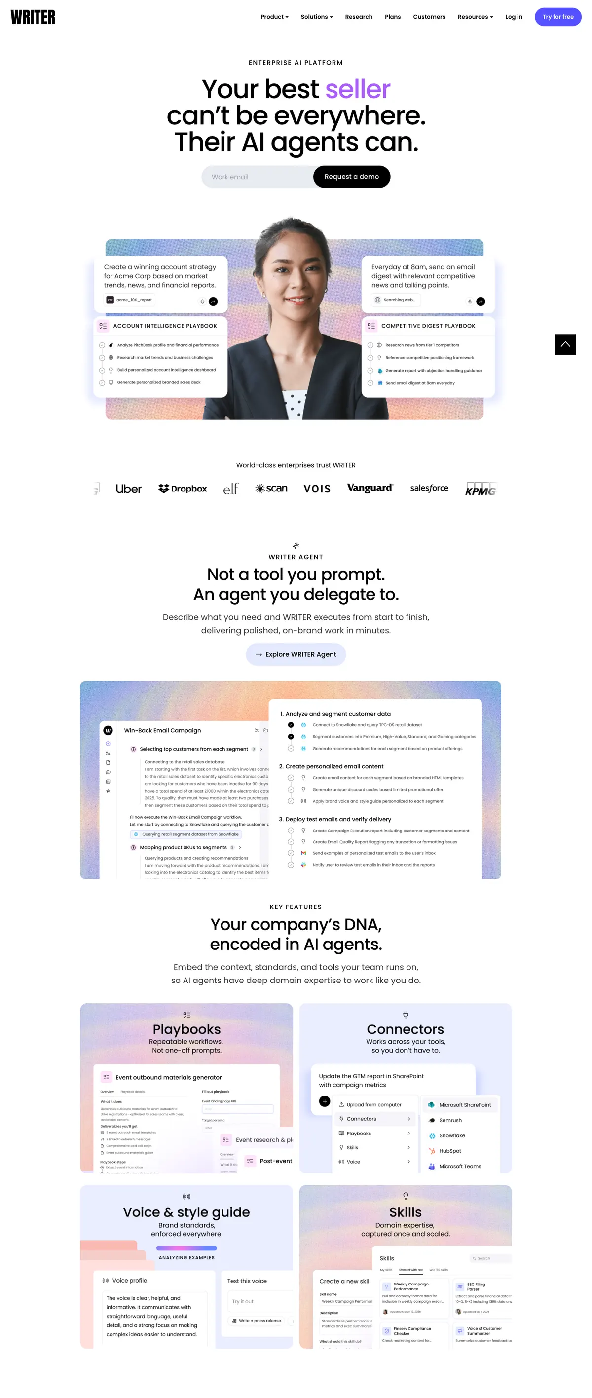 Writer landing page