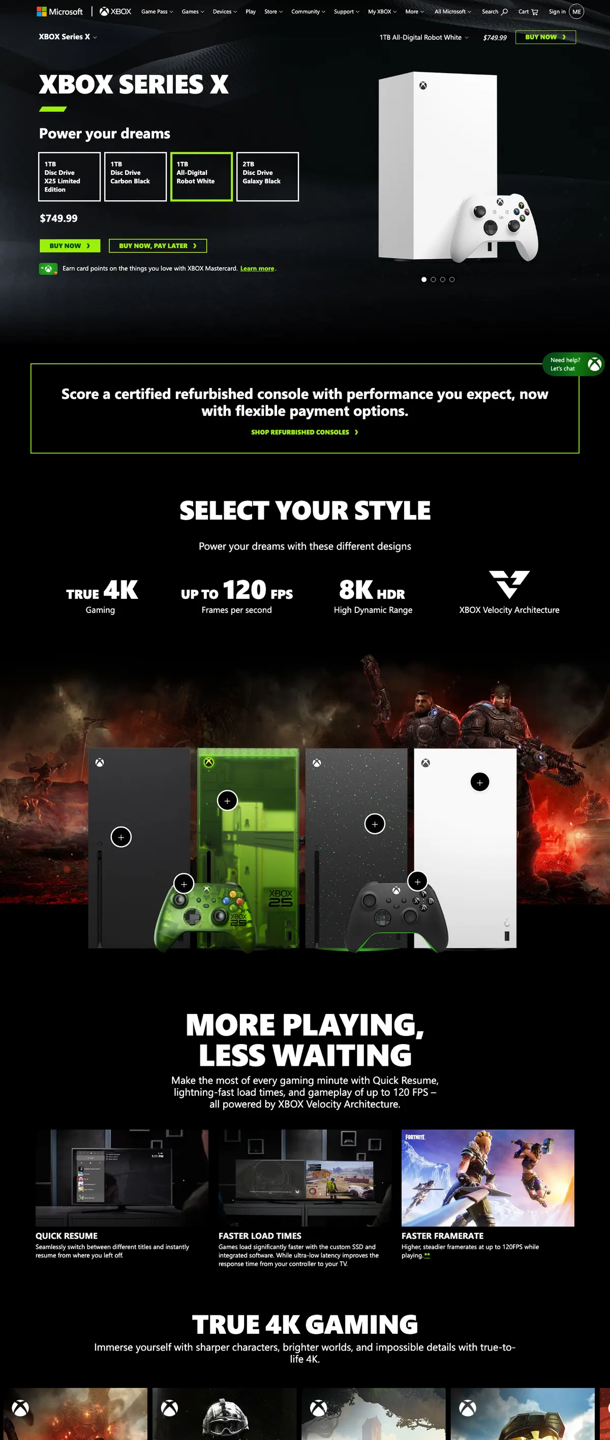 Xbox landing page
