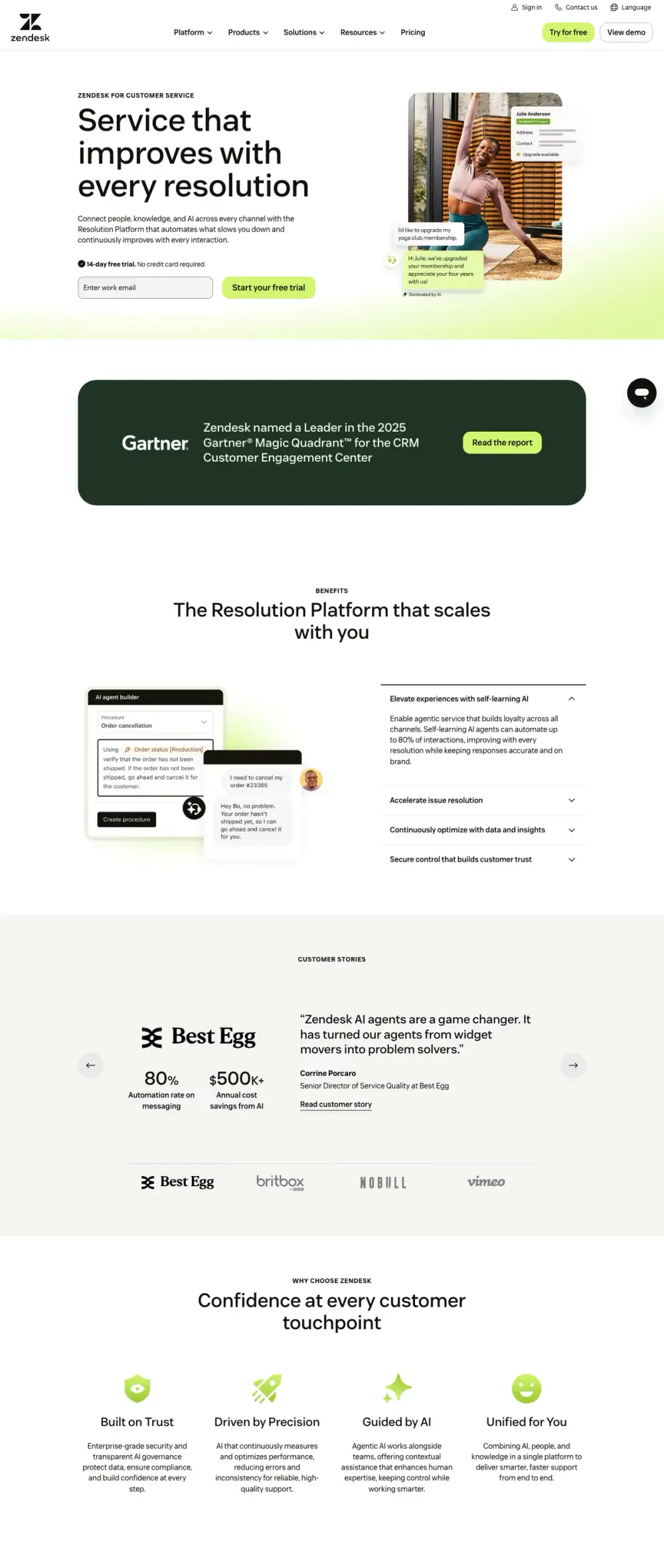 Zendesk landing page